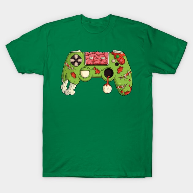 Green Video Games Gaming Gamer Halloween Zombie Controller T-Shirt by ARTISTORIA